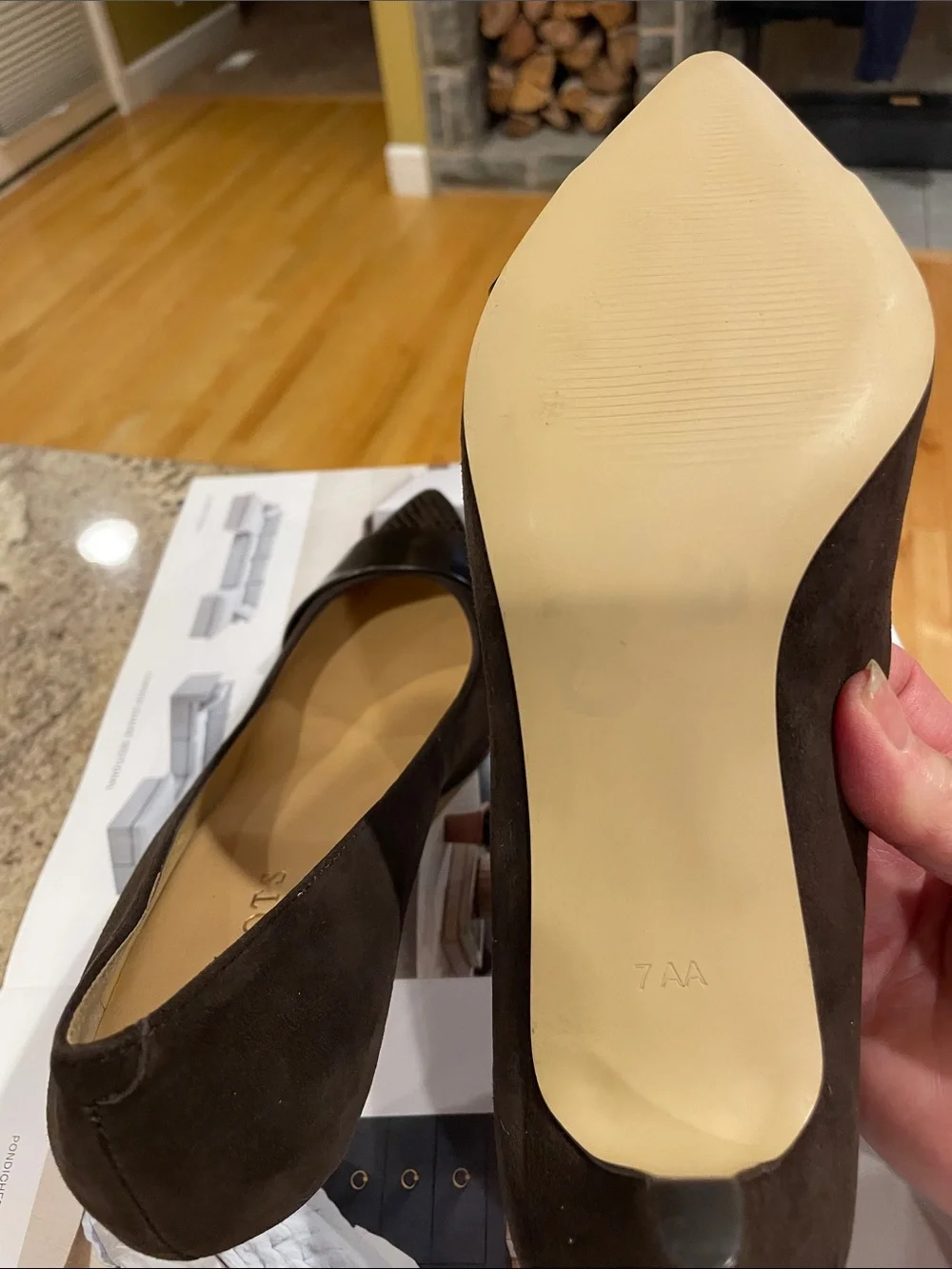 NWOT Talbots Dark Brown Pointed-Toe Genuine Leather & Suede Pumps